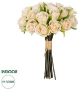Artificial Garden CHAMPAGNE ROSE BOUQUET 21305 Τεχνητό Διακοσμητικό Μπουκέτο Τριαντάφυλλα Ροζ Y24cm Globostar 21305