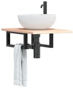 vidaXL Ράφι Νιπτήρα Τοίχου από Ατσάλι / Μασίφ Ξύλο Δρυός