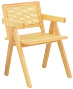 Πολυθρόνα Winslow pakoworld rubberwood-rattan σε φυσική απόχρωση 51x54x80εκ