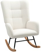 HOMCOM Πολυθρόνα λικνίσματος, ζεστό κάλυμμα, παχιά επένδυση, κρεμ λευκό