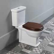 GSI Classic 871700W Λεκάνη Χαμηλής Πίεσης Πισω-Κατωστόμια 70,5cm με Καζανάκι Μηχανισμού 3/6Lt και Κάλυμμα Β.Τ. Ξύλινο Μασίφ