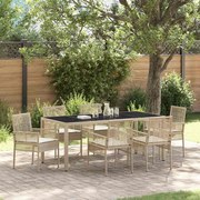 vidaXL Σέτ φαγητού για κήπο 7 pcs Μπεζ 190 x 90 x 75 cm