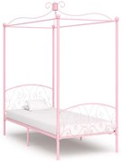 vidaXL Πλαίσιο Κρεβατιού με Ουρανό Ροζ 100 x 200 εκ. Μεταλλικό