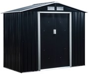 Outsunny Αποθήκη Εργαλείων με Συρόμενες Πόρτες 2,13 x 1,30 x 1,85μ Μέταλλο Ανθρακί Γκρι