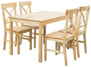 WOODWELL Ε783,3SDAILY Set Τραπεζαρία Ξύλινη Σαλονιού - Κουζίνας: Τραπέζι + 4 Καρέκλες, Φυσικό Pine Table:118x74x73 Chair:43x48x94 Ε783,3S