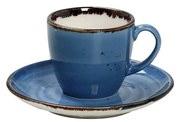 Φλυτζάνι Espresso Με Πιατάκι Πορσελάνης Terra Blue ESPIEL 90ml TLF112K6