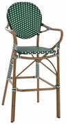 Σκαμπό Bar Bamboo Look HM5794.01 56x60x126cm Green - White Αλουμίνιο,Wicker