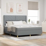 Κρεβάτι Box Spring vidaXL με Στρώμα Ανοιχτό Γκρι 180x200 εκ Fabrics