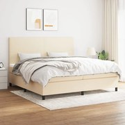 Κρεβάτι Boxspring με Στρώμα Κρεμ 200x200 εκ. Υφασμάτινο - Κρεμ