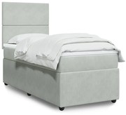 vidaXL Κρεβάτι Boxspring με Στρώμα Ανοιχτό Γκρι 100x200 εκ. Βελούδινο