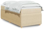 vidaXL Κρεβάτι Boxspring με Στρώμα Κρεμ 90x190 εκ.Υφασμάτινο