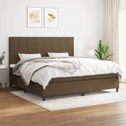 Κρεβάτι Boxspring με Στρώμα Σκούρο Καφέ 200x200 εκ. Υφασμάτινο - Καφέ