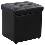 Σκαμπω Με Αποθηκευτικο Χωρο Pu Μαυρο Cube Hm224.01 Τεχνόδερμα