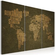 Πίνακας - The map of the World, German language:Beige continents - triptych 60x40