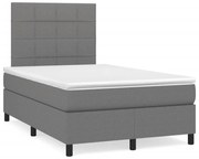 vidaXL Κρεβάτι Boxspring με Στρώμα Σκούρο Γκρι 120x190 εκ Υφασμάτινο