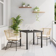 vidaXL Σετ 3 Τεμαχίων Γευμάτων Κήπου με Μαξιλάρια Καφέ Πολυ Ρατάν
