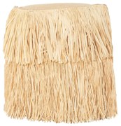 Outdoor Pouf MX HOME Tahiti Ottoman rond raphia frange-00N3