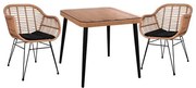 Σετ Κήπου Τραπεζαρία ALLEGRA C10483 3τεμ Μπέζ - Μαύρο Wicker με Τραπέζι 80x80x78 εκ. &amp; 2 Καρέκλες
