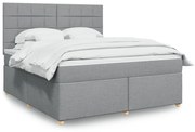 vidaXL Κρεβάτι Boxspring με Στρώμα Ανοιχτό Γκρι 180x200 εκ. Υφασμάτινο