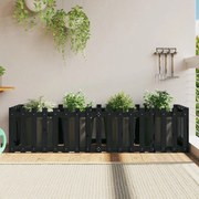 vidaXL Ζαρντινιέρα με Σχέδιο Φράχτη Μαύρη 200x50x50 εκ. Μασίφ Πεύκο