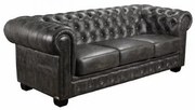 CHESTERFIELD 689 3-θέσιος Kαναπές Δέρμα Antique Grey 201x92x72cm Ε9574,32