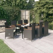 vidaXL Σετ Τραπεζαρίας Κήπου 9 τεμ Μαύρο με Μαξιλάρια