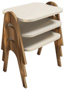 Τραπεζάκια σαλονιού Ζιγκόν LINNEA Σετ 3 τμχ. Μελαμίνη Καρυδί - Εκρού 48.6x35.5x72Yεκ. 48.6x35.5x72 εκ.