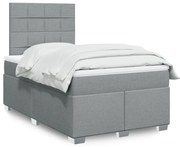 vidaXL Κρεβάτι Boxspring με Στρώμα Ανοιχτό Γκρι 120x190 εκ. Υφασμάτινο