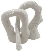 Βάζο (Σετ 2Τμχ) 24-15-50046 19,5x14x25/17x6x20cm Ecru Marhome Ceramic