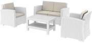 SIESTA MONACO WHITE ΣΕΤ 2ΘΕΣΙΟΥ ΚΑΝΑΠΕ ΜΕ ΜΑΞ. ΠΟΛ/ΝΙΟΥ 140Χ79Χ79/82Χ79Χ79/92Χ57Χ43εκ.53.0809
