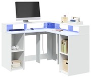 Γραφείο με LED Λευκό 130x130x91 εκ. από Επεξεργασμένο Ξύλο