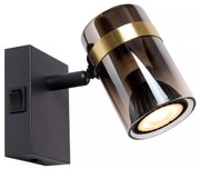 Φωτιστικό Επίτοιχο Lucide 57200-01-65 UPTON Φυμέ (Smoke)|Μαύρο Ματ (Black Mat)