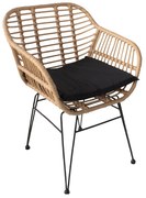 Καρέκλα Κήπου ArteLibre ACTORIUS Φυσικό/Μαύρο Μέταλλο/Rattan 57x53x81cm Arte-14510019