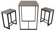 ZENITH ΤΡΑΠΕΖΑΡΙΑ SET 3ΤΕΜ SONOMA ΜΑΥΡΟ 60x60x88 02-0350