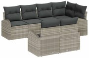 vidaXL Σετ Καναπέ Κήπου με μαξιλάρι 7 pcs Ανοιχτό γκρι Πολυ ράταν