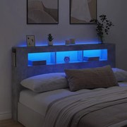 Κεφαλάρι Κρεβατιού με LED Γκρι Σκυροδέματος 180x18,5x103,5 εκ 837361