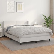 vidaXL Κρεβάτι Boxspring με Στρώμα Λευκό 140x190εκ.από Συνθετικό Δέρμα