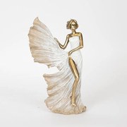 Διακοσμητική Φιγούρα Γυναίκα 752-27107 16x9x25,5cm White-Gold Estheti Home Πολυρεσίνη