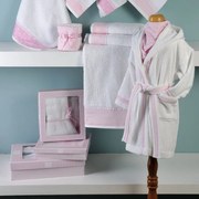 Μπουρνούζι Παιδικό 25-0111 White-Pink Down Town