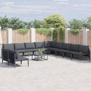 vidaXL Σετ Καναπέ Κήπου 12 pcs Ανθρακί Ατσάλι