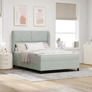vidaXL Κρεβάτι με Στρώμα Box Spring  Ανοιχτό Γκρι 140x190 εκ Βελούδο