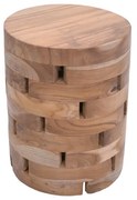 Σκαμπό Shard Inart φυσικό μασίφ ξύλο teak Φ35x45εκ (1 τεμάχια)