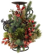 Χριστουγεννιάτικο Κηροπήγιο Με Berries 91057 33cm Multi