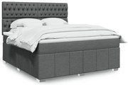 vidaXL Κρεβάτι Boxspring με Στρώμα Σκούρο Γκρι 180x200 εκ Υφασμάτιν