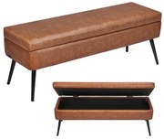 VEVOR PU Leather Storage Ottoman Bench Bench with Storage and Metal Legs Brown