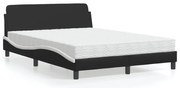 vidaXL Κρεβάτι με Στρώμα Μαύρο/Λευκό 140x200 εκ. από Συνθετικό Δέρμα