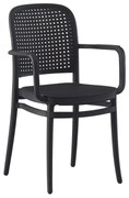 FLORENCE Πολυθρόνα PP Μαύρο, PP Rattan Μαύρο, Στοιβαζόμενη  54x54x84cm [-Μαύρο-] [-PP - PC - ABS-] Ε387,30