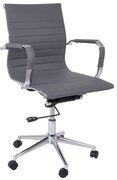 BF3301 Πολυθρόνα Γραφείου Μέταλλο Βάση Χρώμιο, PU Γκρι