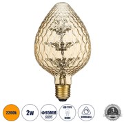 GloboStar 99204 Λάμπα LED MTX Diode HP E27 SB95 STRAWBERRY Γλόμπος 1.6W 140lm 360° AC 220-240V IP20 Φ9.5 x Υ17cm Ultra Θερμό Λευκό 2200K με Μελί Γυαλί - Dimmable - 3 Years Warranty