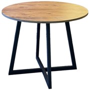 Τραπέζι Sarah φυσικό - μαύρο μεταλλικό σκελετό Φ90x75 εκ. 90x90x75 εκ.